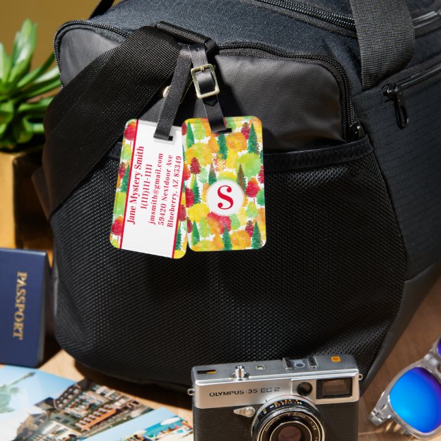 Autumn Trees Luggage Tag (Front & Back)