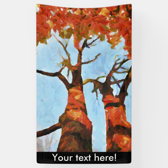 Autumn trees painting banner (Vertical)