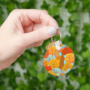 Autumn Trees Pattern Fall Foliage  Keychain