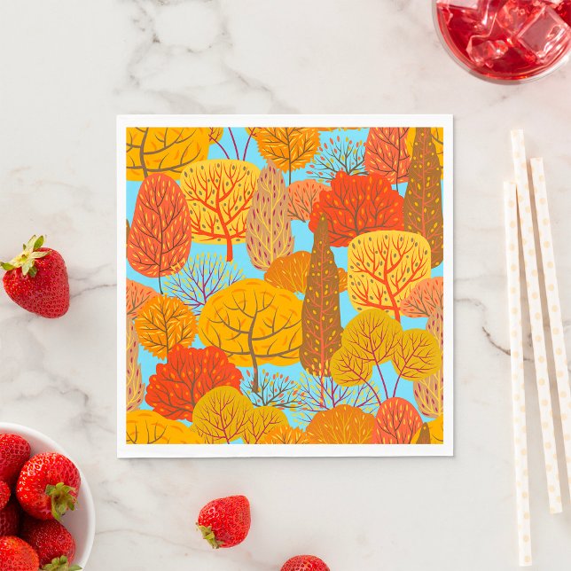 Autumn Trees Pattern Fall Foliage  Napkin (Creator Uploaded)