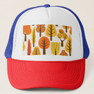 Autumn trees, seamless pattern. trucker hat