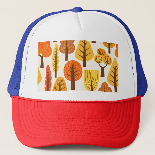Autumn trees, seamless pattern. trucker hat (Front)