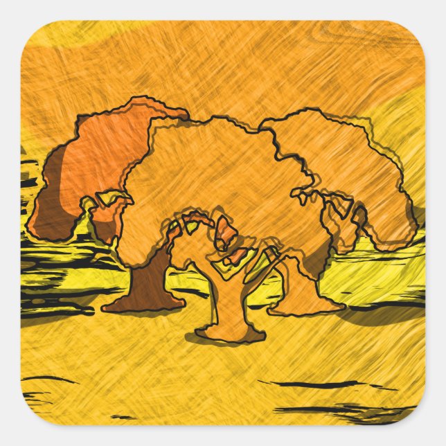 AUTUMN TREES SQUARE STICKER (Front)
