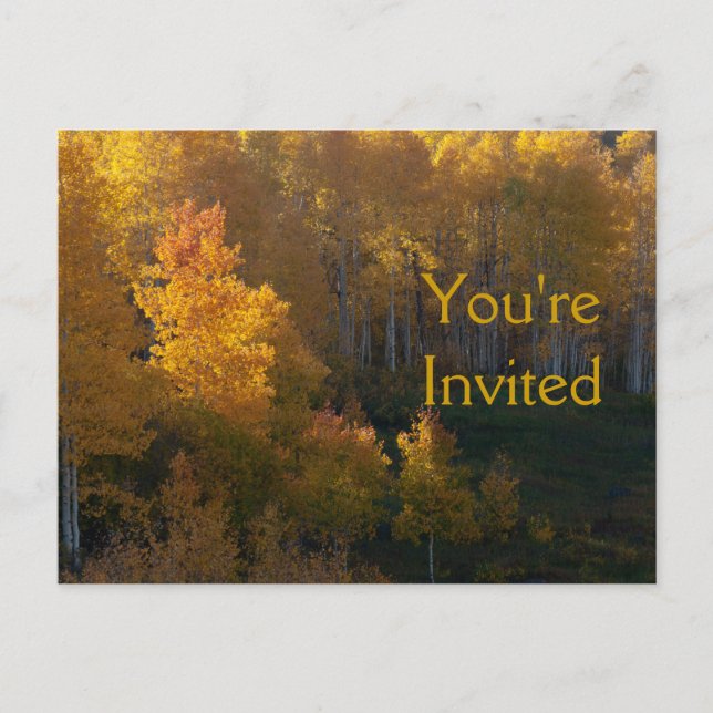 Autumn Trees Thanksgiving Dinner Invitation Postcard (Front)