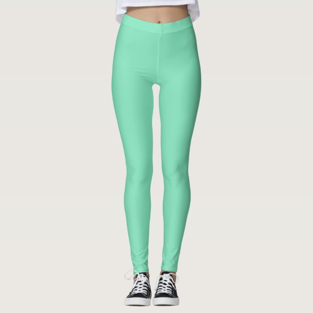 Autumn Trend Colour Minty Green Solid Leggings (Front)