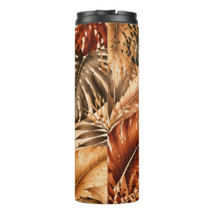 Autumn Tropical Monstera Botanical Pattern Thermal Tumbler