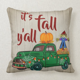 Autumn Truck Its Fall Yall Throw Pillow