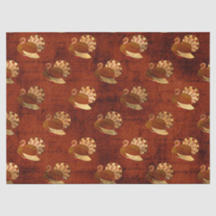 Autumn Turkeys on Burnt Orange Decoupage Tissue Paper