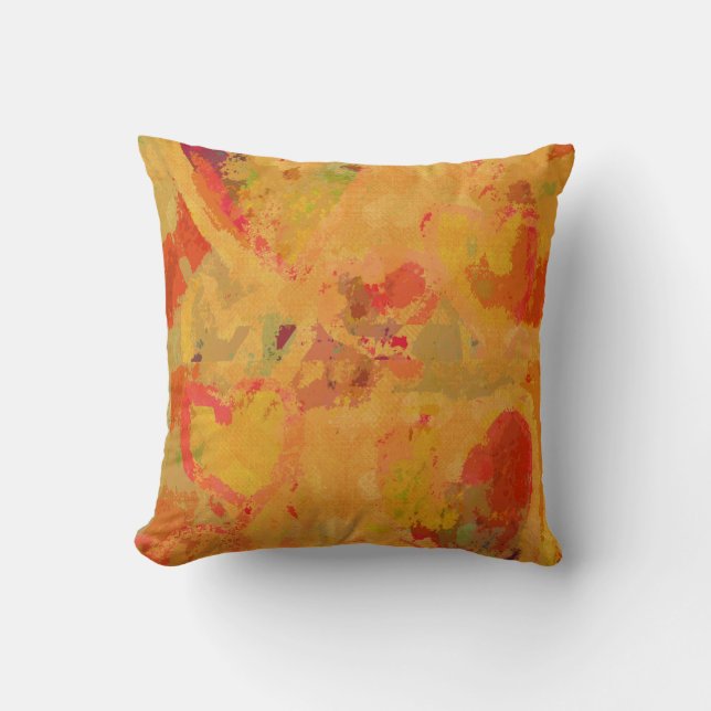 Autumn Tuscan Colours Abstract Hearts Pattern Throw Pillow (Front)