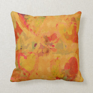 Autumn Tuscan Colours Abstract Hearts Pattern Throw Pillow