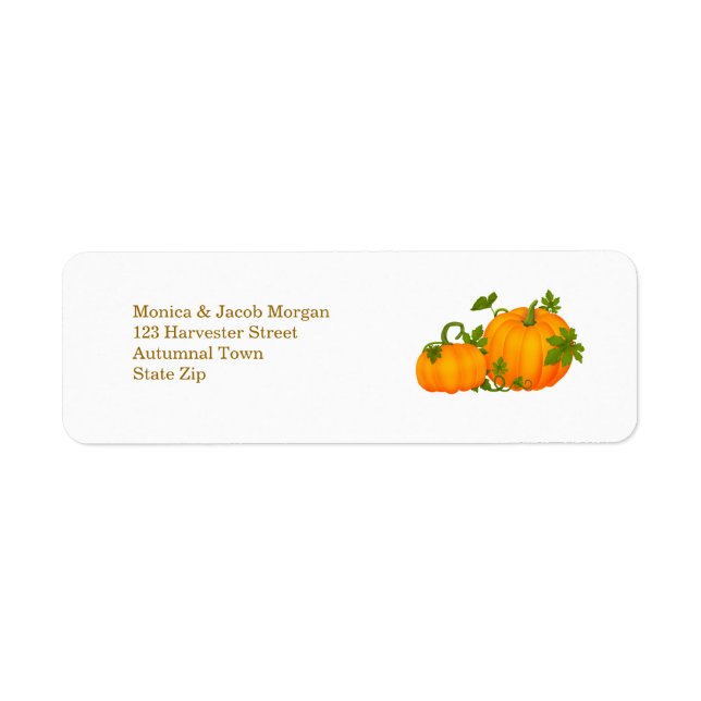 Autumn two pumpkins Label (Front)