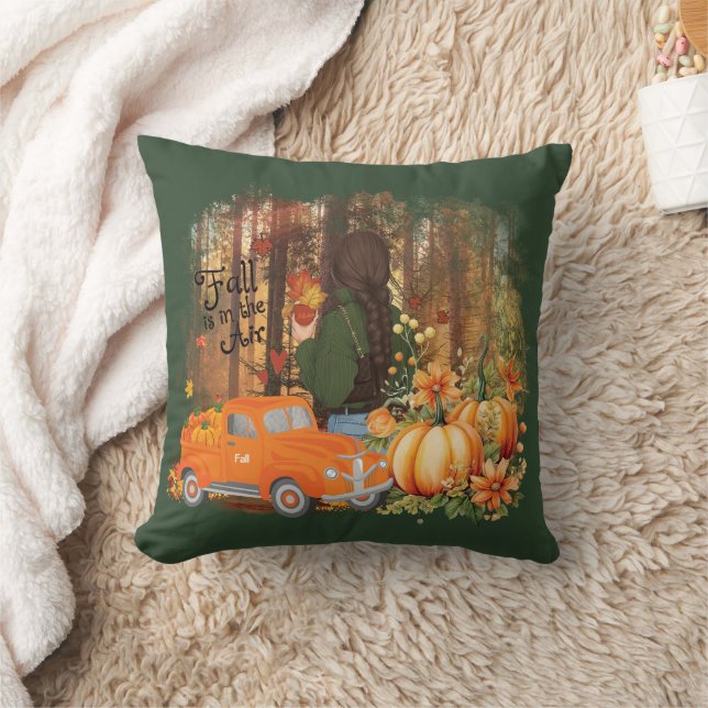 Autumn Vibes, A Car Loaded With Pumpkin Throw Pillow (Blanket)