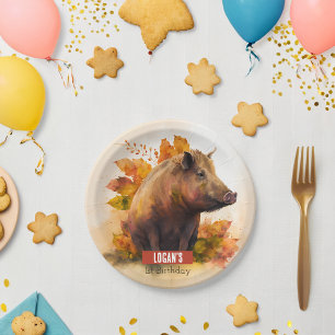 Autumn vibes Boar - Birthday Party - Paper Plate
