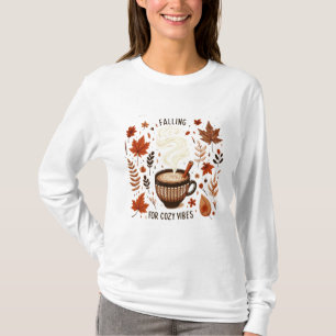 Autumn Vibes Coffee, Leaves & Cozy Fall Aesthetic T-Shirt