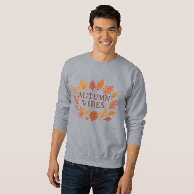 Autumn Vibes – Cozy Fall Leaves Design Sweatshirt (Front Full)