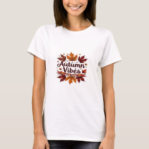 Autumn Vibes Cozy Fall Leaves Design T-Shirt