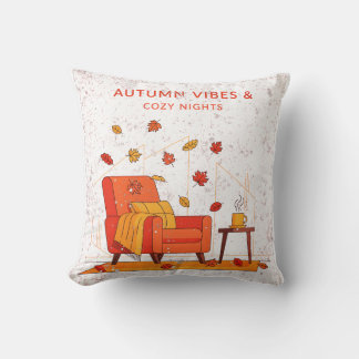 Autumn Vibes Cozy Fall Season Throw Pillow