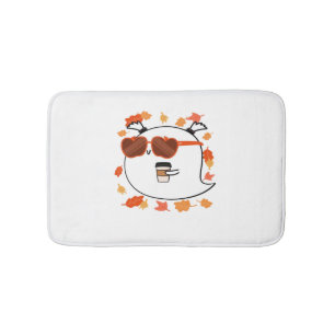 Autumn Vibes Cute Ghost Classic T-Shirt Bath Mat