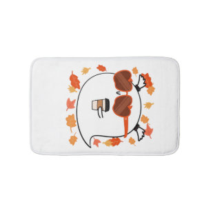 Autumn Vibes Cute Ghost Classic T-Shirt Bath Mat