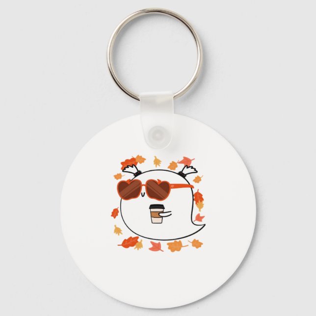 Autumn Vibes Cute Ghost Classic T-Shirt Keychain (Front)