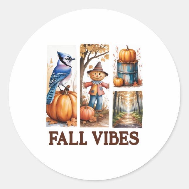 Autumn Vibes Fall Vibes Classic Round Sticker (Front)