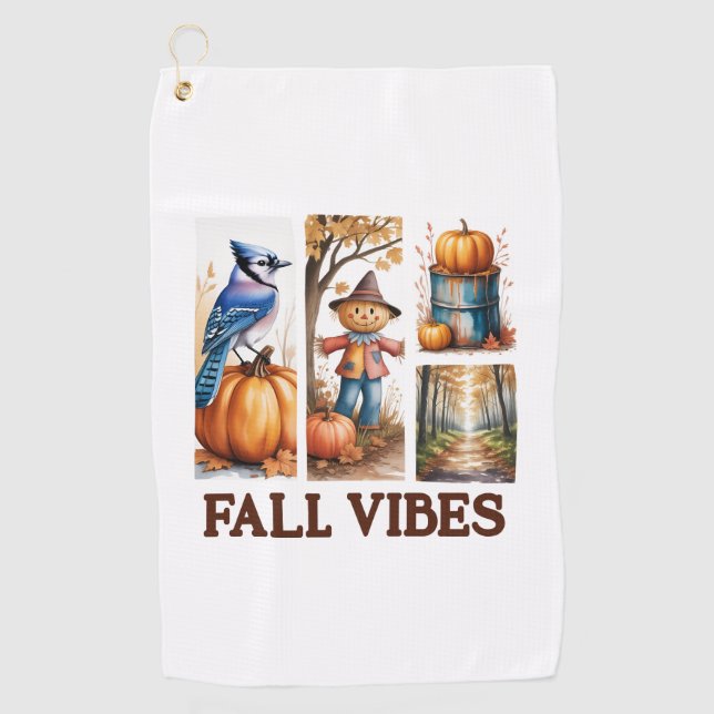 Autumn Vibes Fall Vibes Golf Towel (Front)