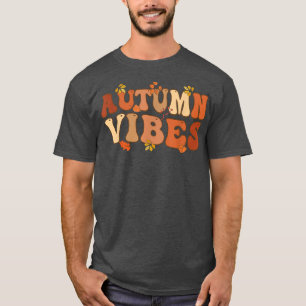 Autumn Vibes Falling Leaves Pumpkin Spice Harvest  T-Shirt