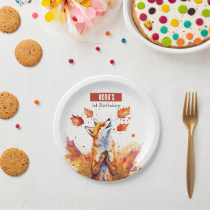 Autumn vibes Fox - Birthday Party - Paper Plate