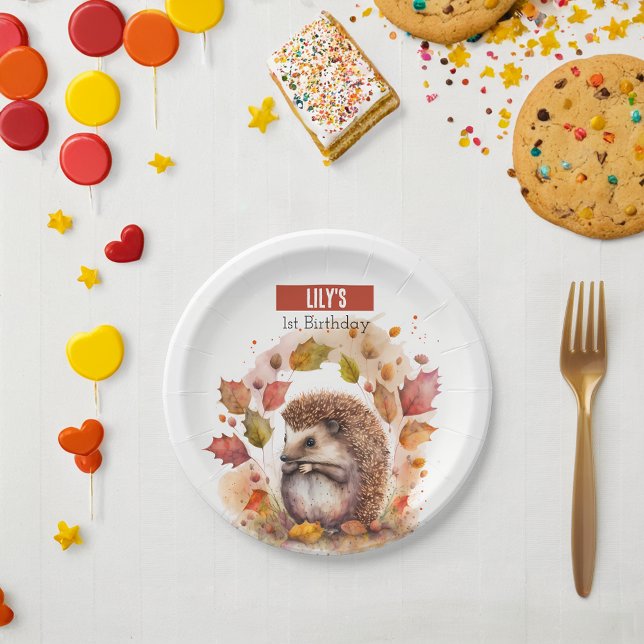 Autumn vibes Hedgehog -  Birthday Party - Paper Plate (Creator Uploaded)