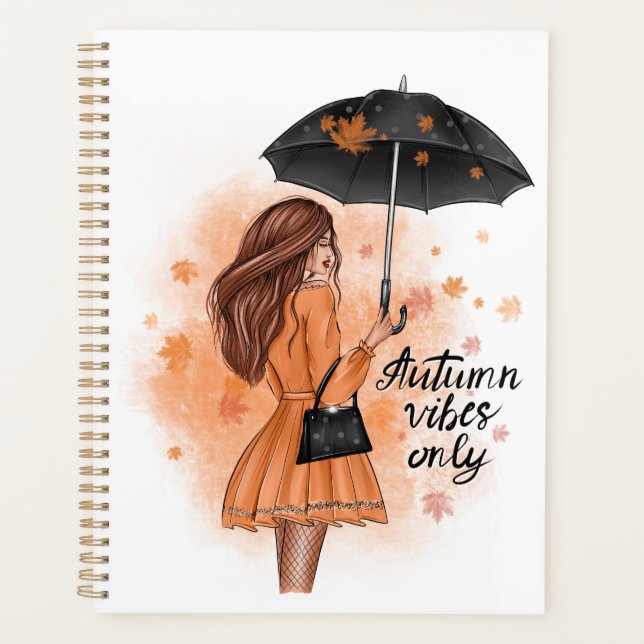 Autumn Vibes Only Fall Fashion Girl Planner (Front)