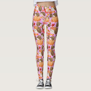 Autumn vibes Pattern Porcupine Pink BG Leggings