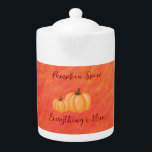 Autumn Vibes-Pumpkin Spice-<br><div class="desc">Immerse yourself in the warm embrace of autumn with our captivating Fall Colours collection. Each piece is a symphony of nature's most enchanting hues,  meticulously curated to infuse you with the essence of the season.  With the added Pumpkin Spice- Everything's nice,  gives this teapot a warm and comforting vibe.</div>