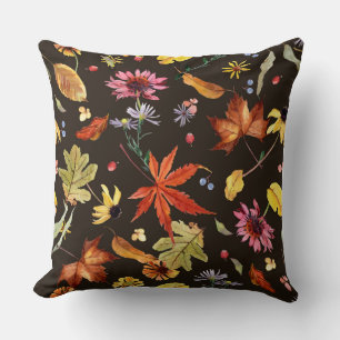 Autumn Vibes Watercolor Throw Pillow