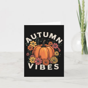 Autumn Vibes Women Pumpkin Fall Thanksgiving Retro Card