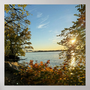 Autumn View of Bridge Poster