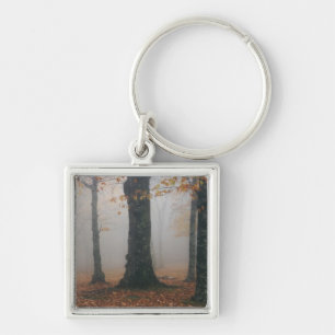Autumn view of foggy forest, Grandfather 2 Keychain