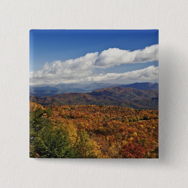 Autumn view of Southern Appalachian Mountains 2 Inch Square Button (Front)