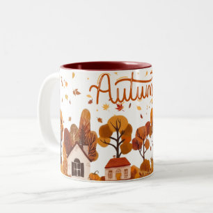 Autumn Village Cozy Foliage Houses Mug