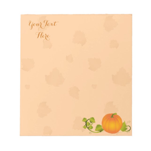 Autumn Vine Pumpkin with Customizable Text Notepad (Front)