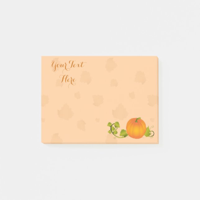 Autumn Vine Pumpkin with Customizable Text Post-it Notes (Front)