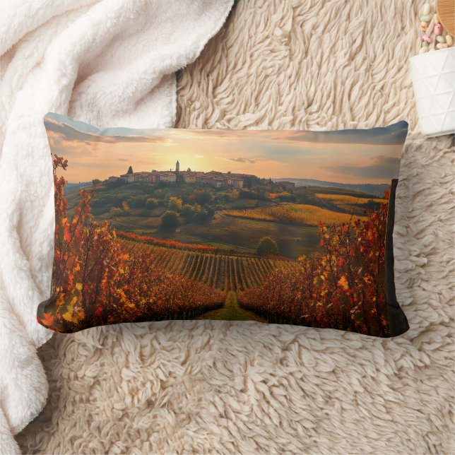 Autumn Vineyard View – Rectangular Accent Pillow (Blanket)