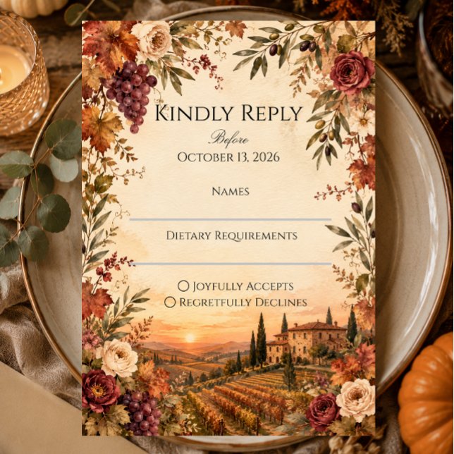 Autumn Vineyard Wedding RSVP Card (Creator Uploaded)