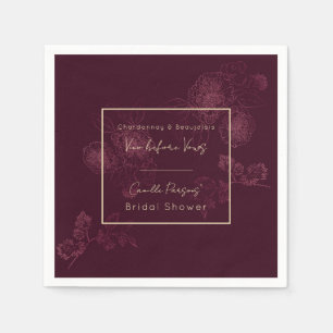 Autumn Vino Before Vows Rosegold Floral Lines Napkin