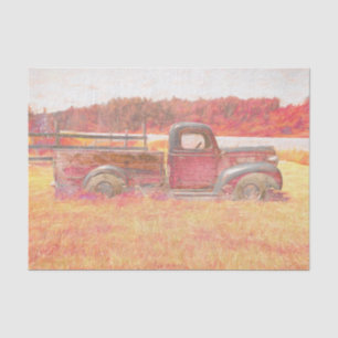Autumn Vintage Retro Rustic Red Farm Truck Tissue Paper