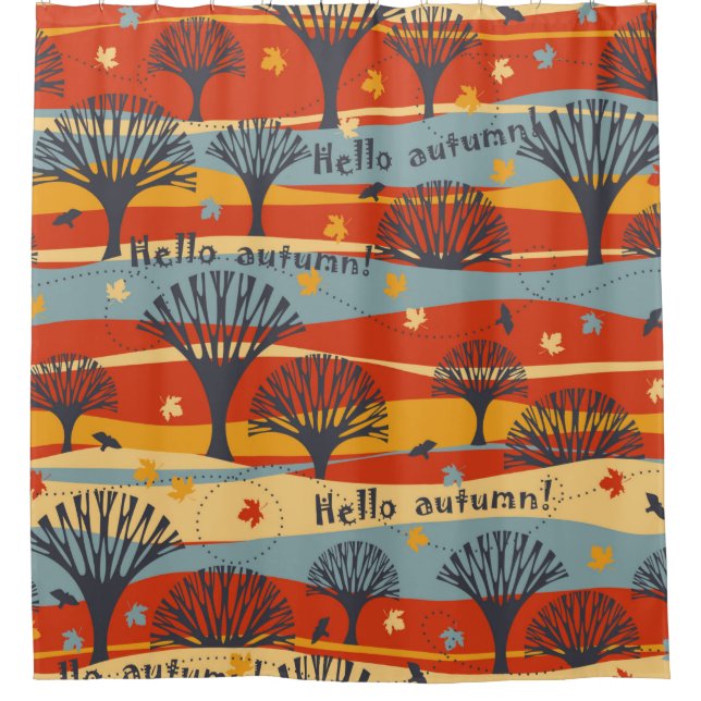 Autumn vintage seamless pattern with trees, maple  (Front)