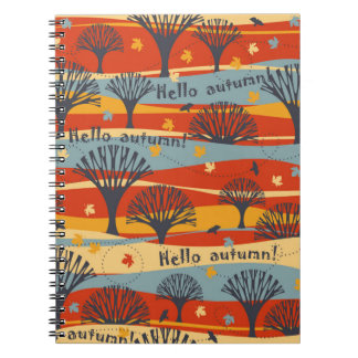 Autumn vintage seamless pattern with trees, maple  notebook
