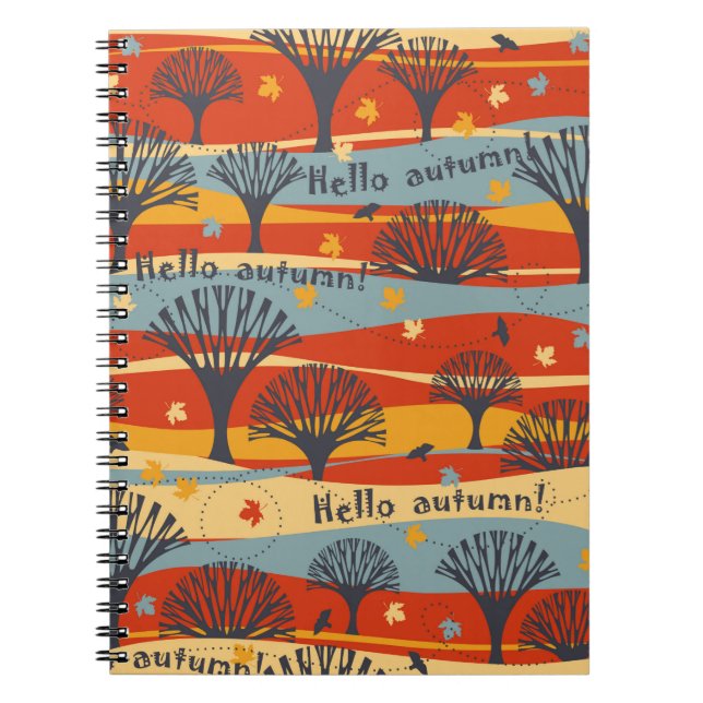 Autumn vintage seamless pattern with trees, maple  notebook (Front)