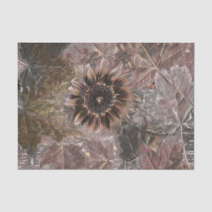 Autumn Vintage Sunflower Brown Grey Maple Leaves Tissue Paper