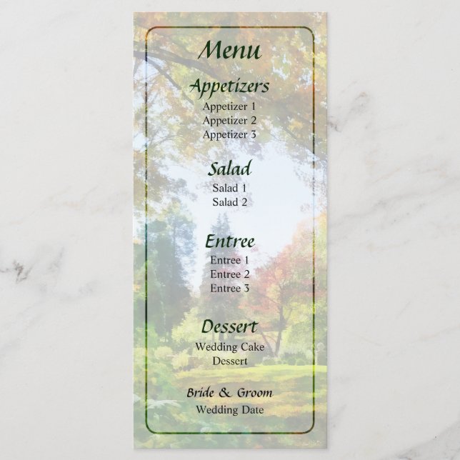 Autumn Vista Wedding Menu (Front)