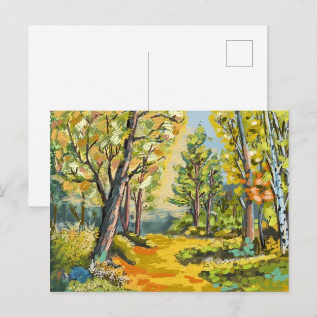 Autumn walk in the undergrowth. postcard (Front/Back)